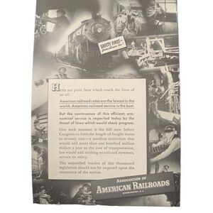 Vintage 1937 Association American Railroads Safety First Ad Advertisement